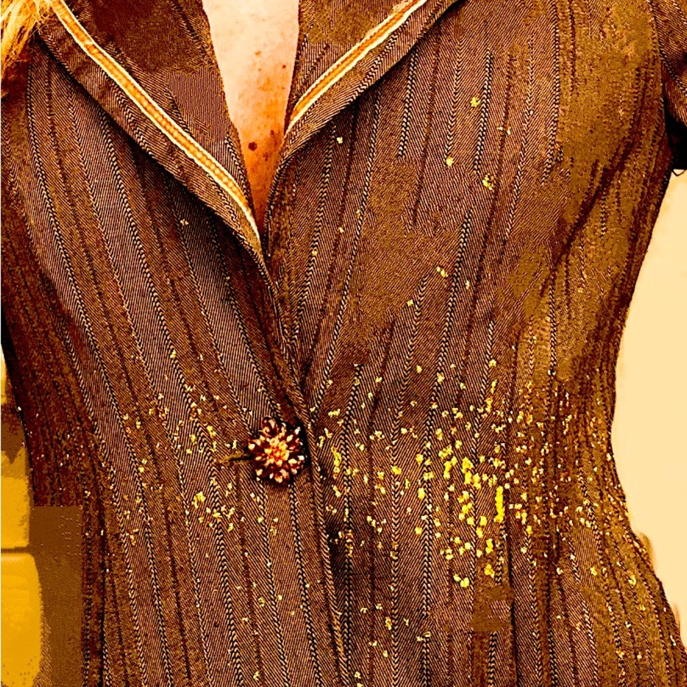 Sparkly gold flecked  brown jacket with pretty button